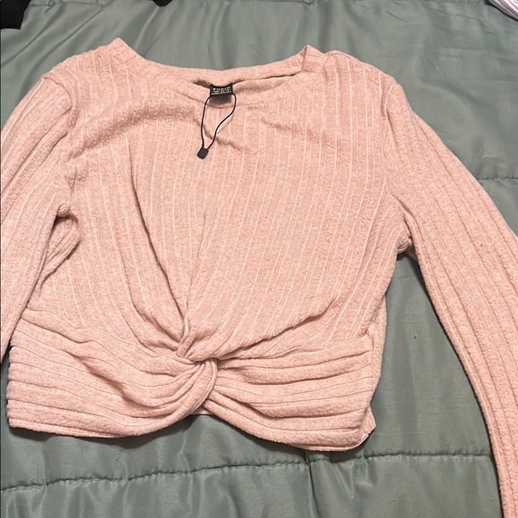 Pink Ribbed Twist Front Top - Picture 1 of 1